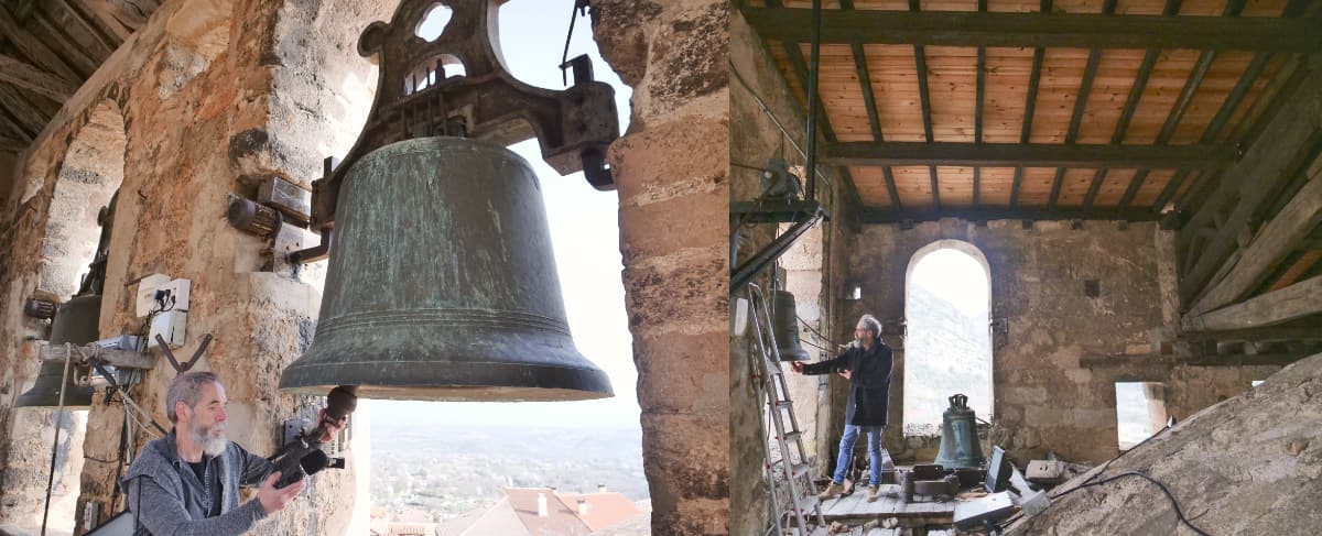 Silberius grabando las campanas de Poza de la Sal y Oña